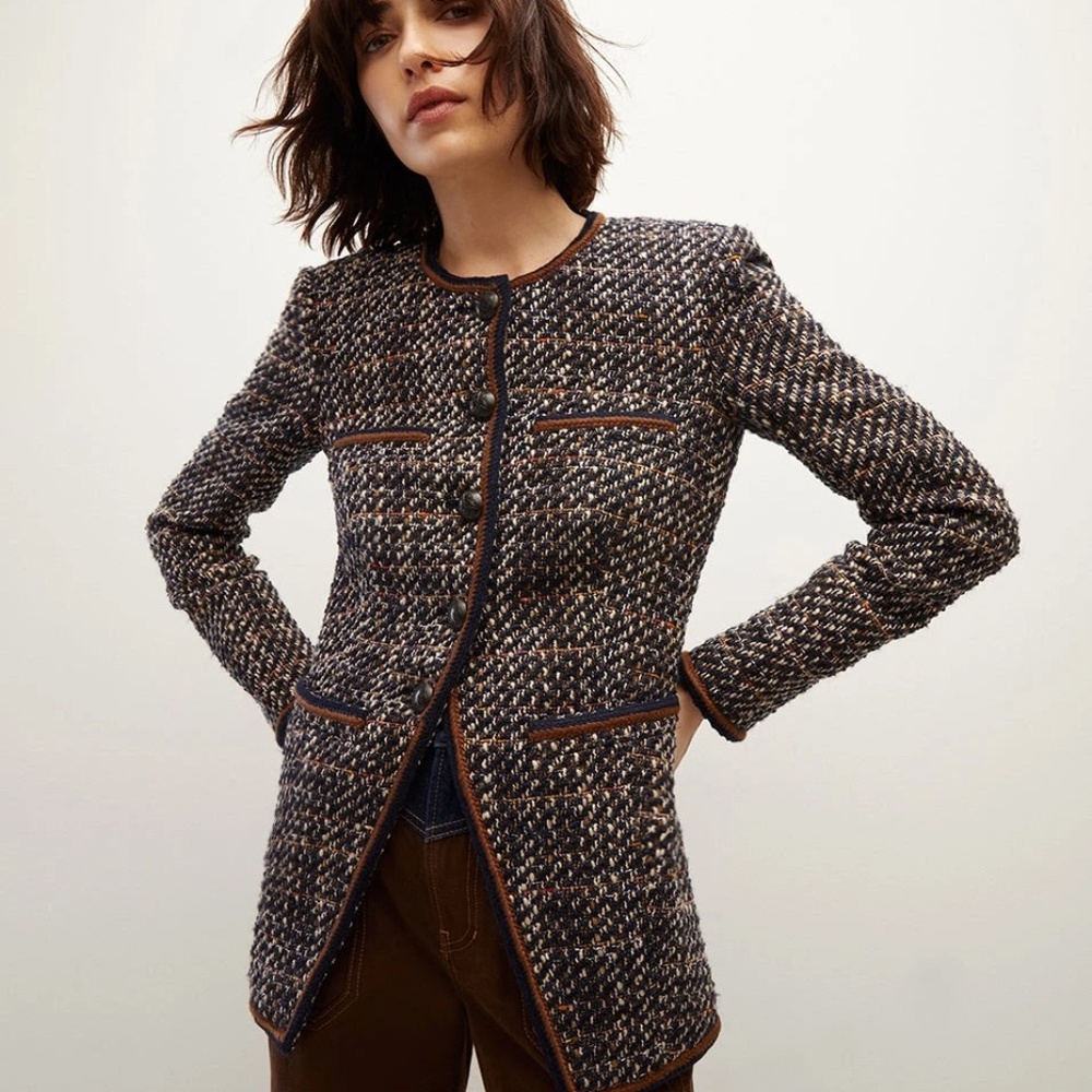 VERONICA BEARD Alessia Tweed Single-Breasted Jacket US10/L
